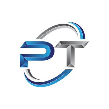 Simple initial letter logo modern swoosh PT