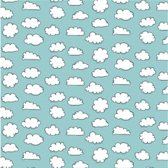 Hand Drawn Clouds Pattern.