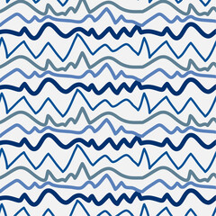 Pattern With Blue Lines Hand Drawn Vector.