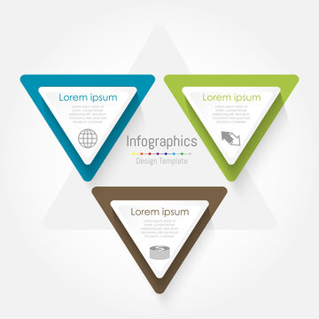 Vector triangle infographic template. Business concept with 3 options, parts, steps or processes.