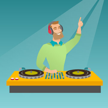 DJ mixing music on the turntables.