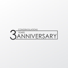 Fototapeta na wymiar black color elegant and simple 3 years anniversary. lines vector design for family, shop, business, company, or various event Print