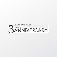 black color elegant and simple 3 years anniversary. lines vector design for family, shop, business, company, or various event Print