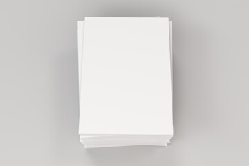 Stack of blank white closed brochure mock-up on white background