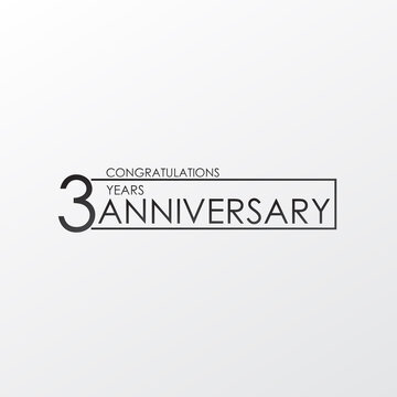 black color elegant and simple 3 years anniversary. lines vector design for family, shop, business, company, or various event Print