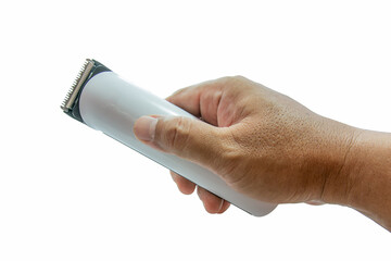Hairclipper hands on a white background.