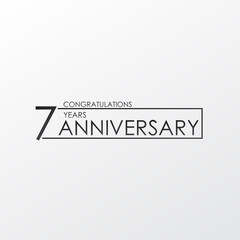 black color elegant and simple 7 years anniversary. lines vector design for family, shop, business, company, or various event Print