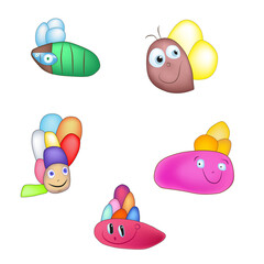Cartoon monster insects