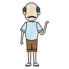 cute dad bald and mustache with short pants vector illustration