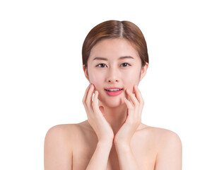 Asian woman skin care image on isolate background