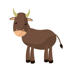 ox cute cartoon manger animal image vector illustration