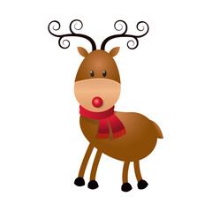 cute cartoon deer horns scarf christmas image vector illustration