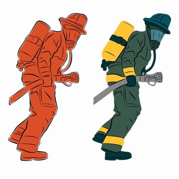 illustration of a fireman, vector draw