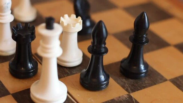 Wooden Chess Pieces on Board