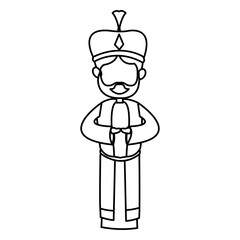 manger cartoon wise king christmas celebration, outline image vector illustration