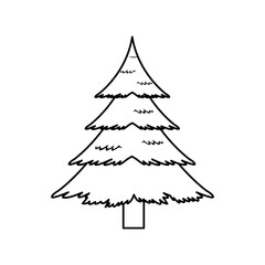 christmas pine tree decoration celebration, outline image vector illustration