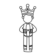 manger cartoon wise king christmas celebration, outline image vector illustration