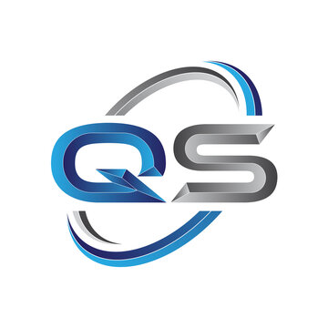 Simple initial letter logo modern swoosh QS