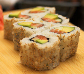 rolls with shrimp, crab and avocado