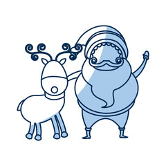 outlined santa claus and reindeer christmas celebration image vector illustration