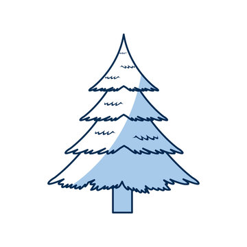 christmas pine tree decoration celebration, outline image vector illustration