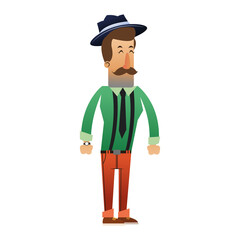 man wearing hat with hipster style character  icon image vector illustration design 