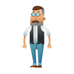 man with hipster style character  icon image vector illustration design 