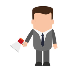 faceless businessman avatar holding megaphone icon image vector illustration design 