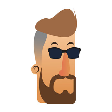 head of bearded man wearing sunglasses icon image vector illustration design 