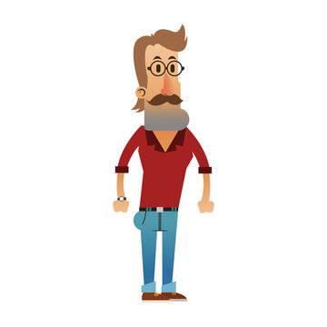 bearded man wearing tight  long sleeve shirt  icon image vector illustration design 