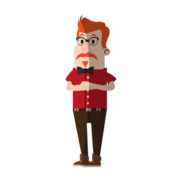 man with hipster style character  icon image vector illustration design 