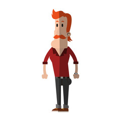 man with mustache wearing tight long sleeve shirt  icon image vector illustration design 