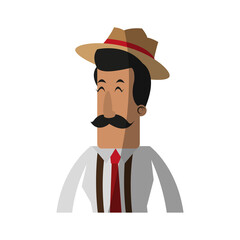 man wearing hat with hipster style character  icon image vector illustration design 