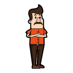man with mustache crossing arms icon image vector illustration design 