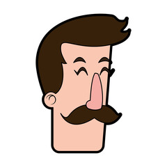 Fototapeta premium head of man with mustache icon image vector illustration design 