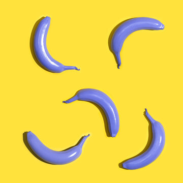 Series of painted purple bananas