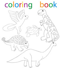 book coloring cartoon dinosaur set