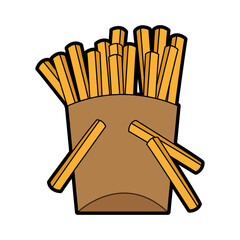 french fries fast food icon image vector illustration design 