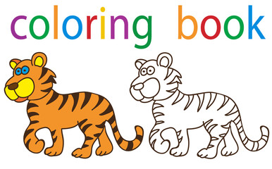 Obraz na płótnie Canvas book coloring cartoon tiger