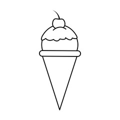 ice cream cone with cherry on top icon image vector illustration design  single black line