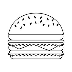 hamburger fast food icon image vector illustration design  single black line