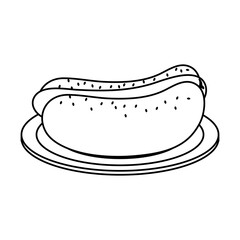 hot dog fast food icon image vector illustration design  single black line