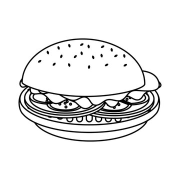 hamburger fast food icon image vector illustration design  single black line