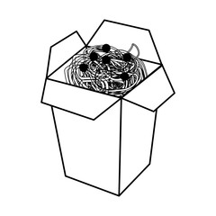 noodles fast food icon image vector illustration design  single black line