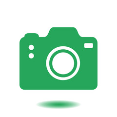 Photo camera symbol. DSLR camera sign icon. Digital camera. Flat design style. 