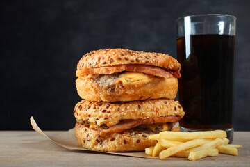 American burger, french fries