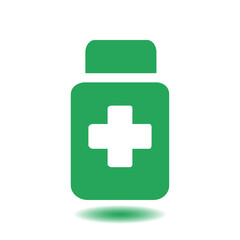 Drugs sign icon. Pack with pills. Flat design style. 