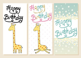 Fototapeta premium Cute giraffe in vector. Greeting card for birthday.