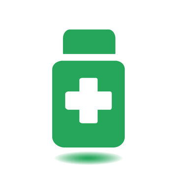 Drugs sign icon. Pack with pills. Flat design style. 