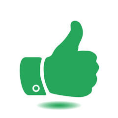 Like  icon. Hand finger up sign. Thumb up symbol. Flat design style. 